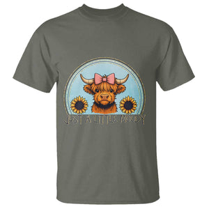 Just A Little Moody T Shirt Funny Sarcasm Highland Cattle TS12 Military Green Print Your Wear