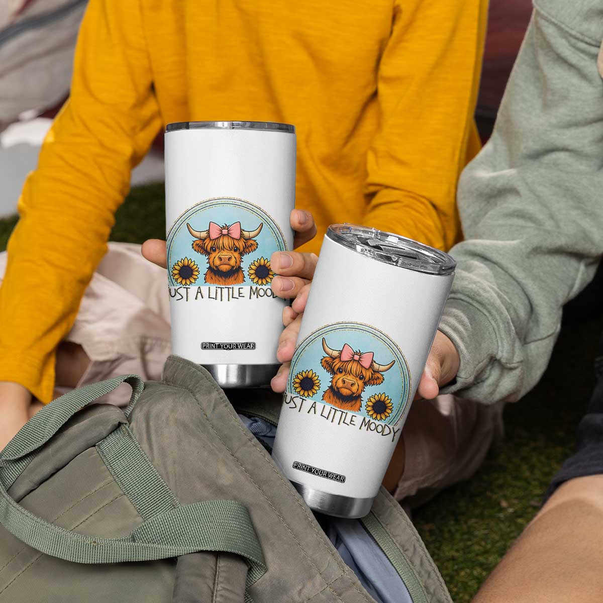 Just A Little Moody Tumbler Cup Funny Sarcasm Highland Cattle TS12 Print Your Wear