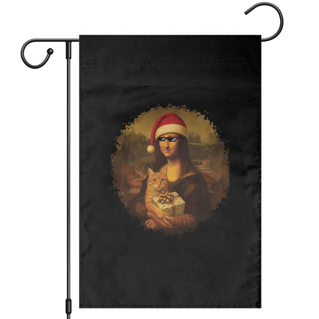 Chritsmas Mona Lisa Garden Flag Funny Holiday Kitty Lover TS12 White Print Your Wear