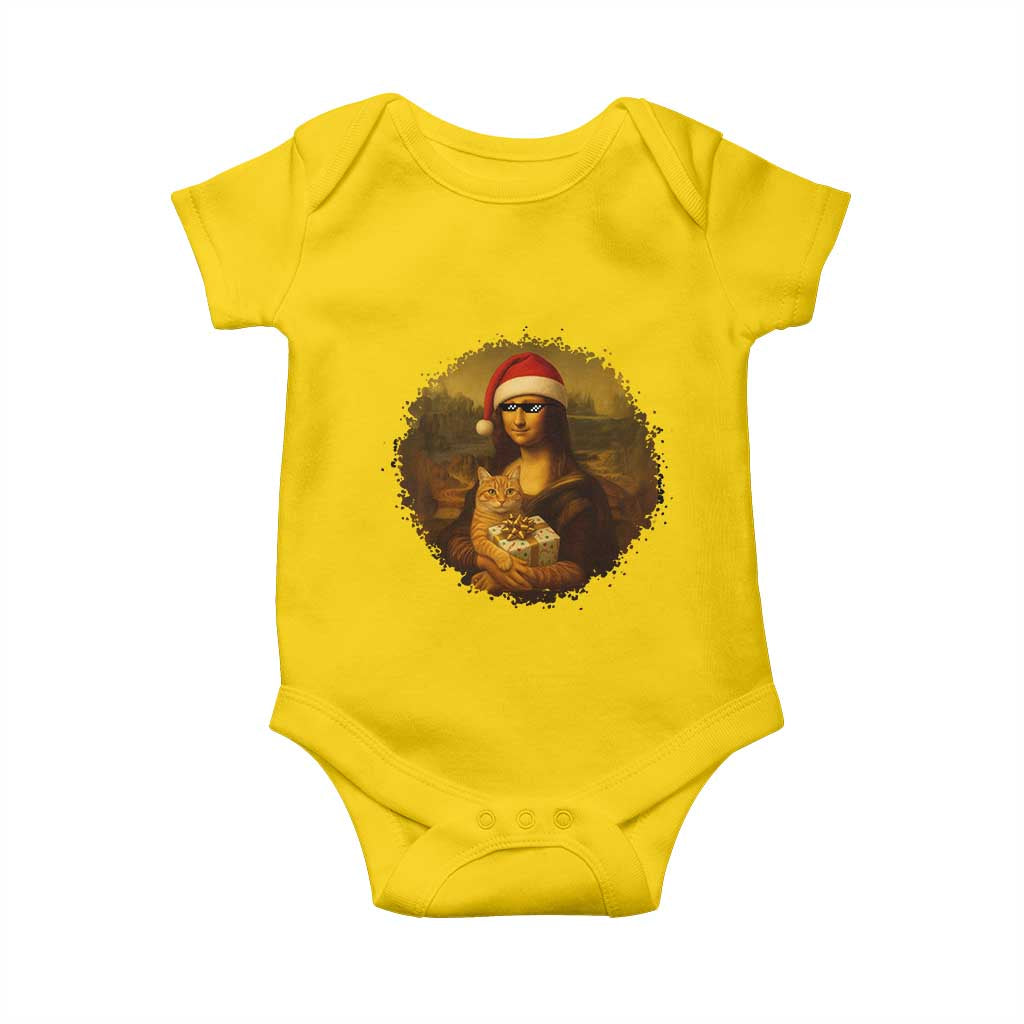 Chritsmas Mona Lisa Baby Onesie Funny Holiday Kitty Lover TS12 Daisy Print Your Wear