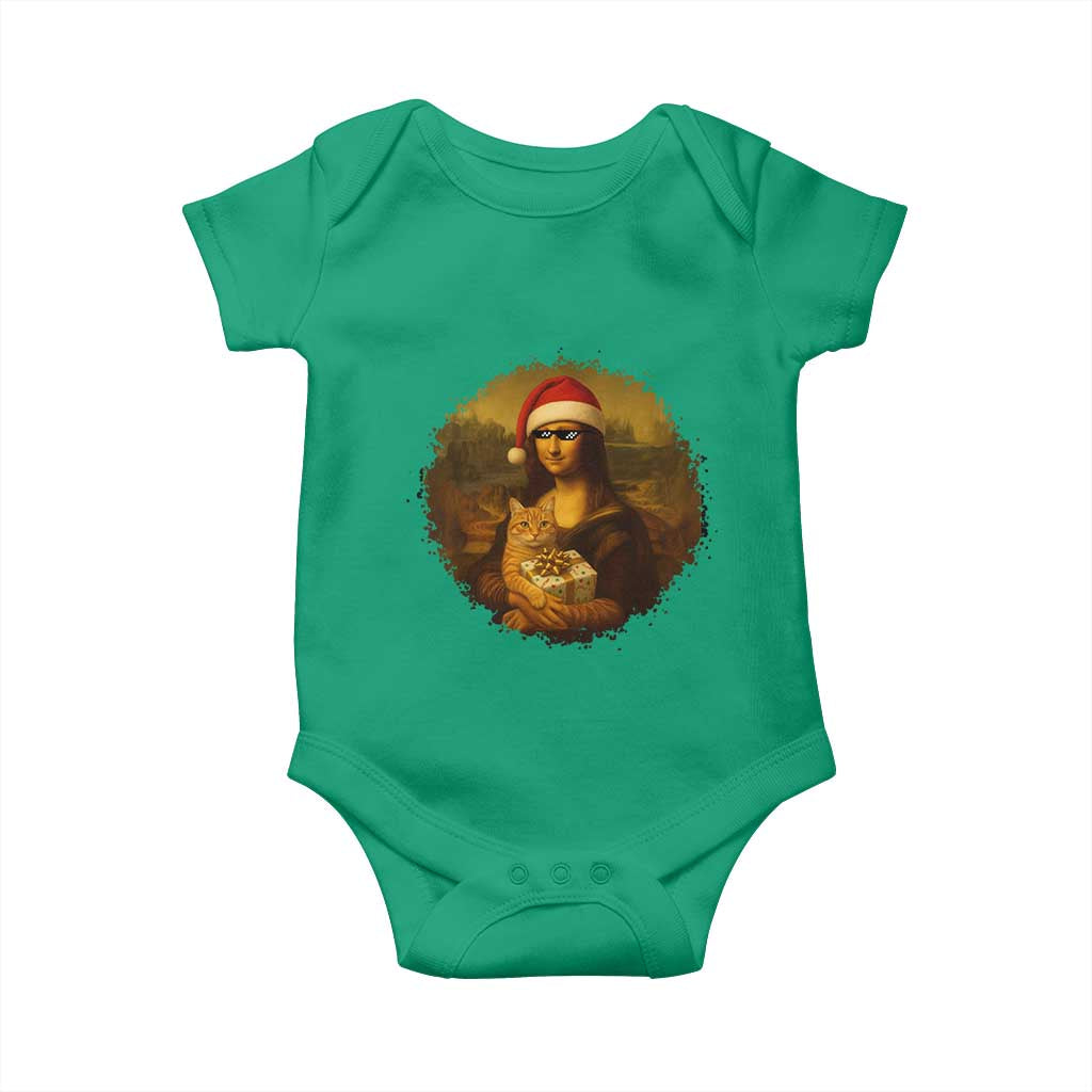 Chritsmas Mona Lisa Baby Onesie Funny Holiday Kitty Lover TS12 Irish Green Print Your Wear