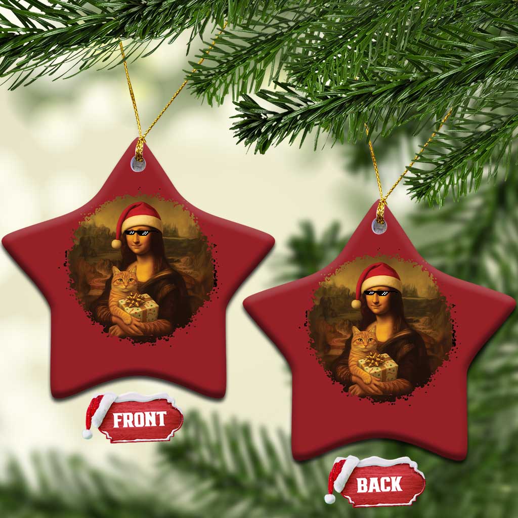 Xmas Mona Lisa Christmas Ornament Funny Holiday Kitty Lover TS12 Star Red Print Your Wear