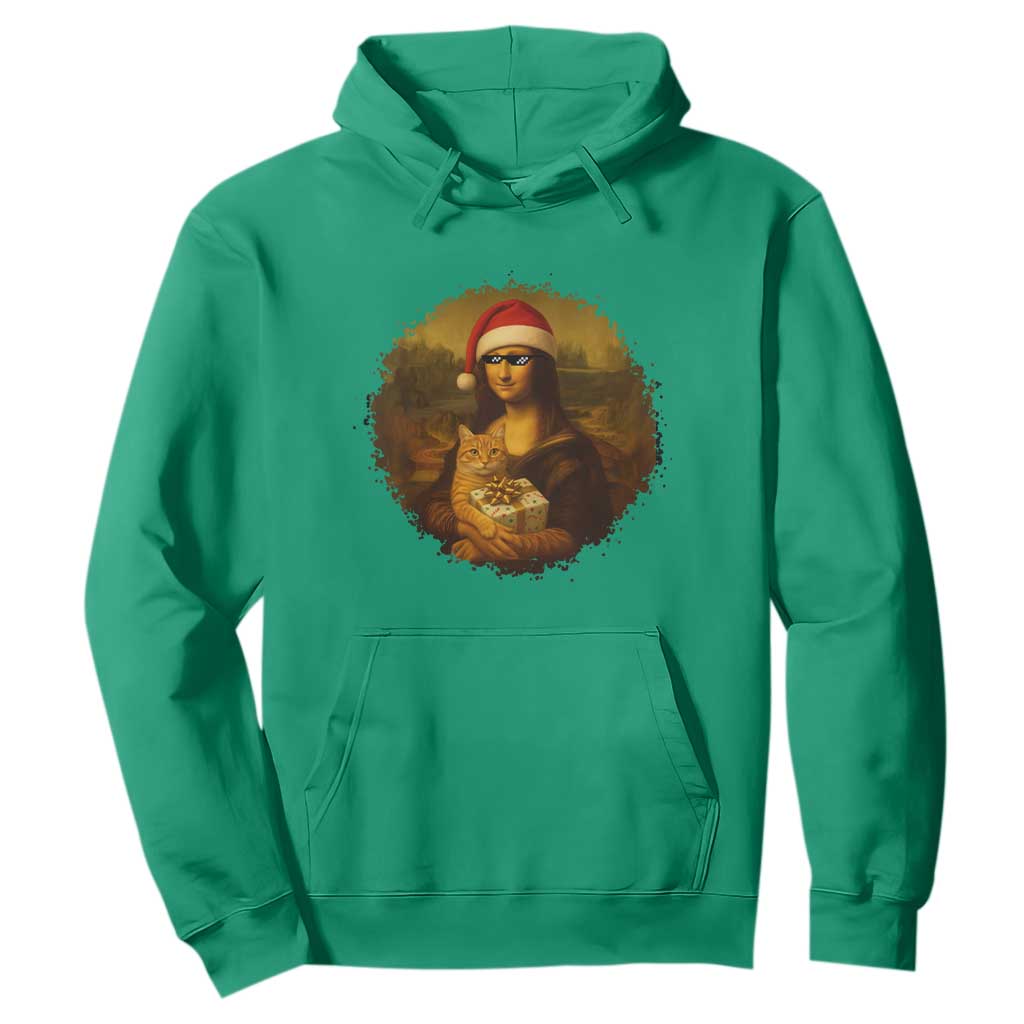 Chritsmas Mona Lisa Hoodie Funny Holiday Kitty Lover TS12 Irish Green Print Your Wear