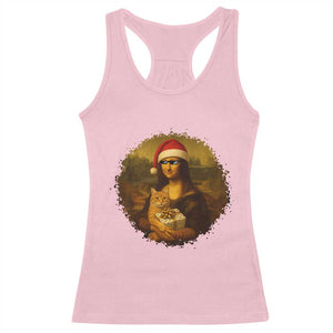 Chritsmas Mona Lisa Racerback Tank Top Funny Holiday Kitty Lover TS12 Light Pink Print Your Wear