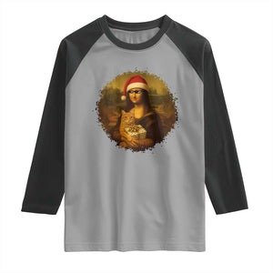 Chritsmas Mona Lisa Raglan Shirt Funny Holiday Kitty Lover TS12 Sport Gray Black Print Your Wear