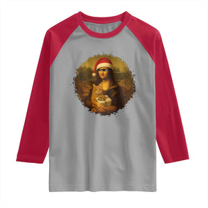 Chritsmas Mona Lisa Raglan Shirt Funny Holiday Kitty Lover TS12 Sport Gray Red Print Your Wear