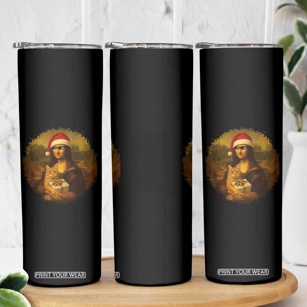 Chritsmas Mona Lisa Skinny Tumbler Funny Holiday Kitty Lover TS12 Print Your Wear