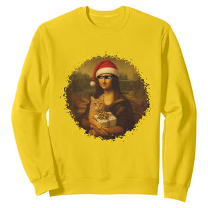 Chritsmas Mona Lisa Sweatshirt Funny Holiday Kitty Lover TS12 Daisy Print Your Wear