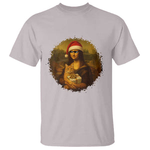 Chritsmas Mona Lisa T Shirt Funny Holiday Kitty Lover TS12 Ice Gray Print Your Wear