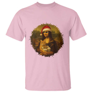 Chritsmas Mona Lisa T Shirt Funny Holiday Kitty Lover TS12 Light Pink Print Your Wear