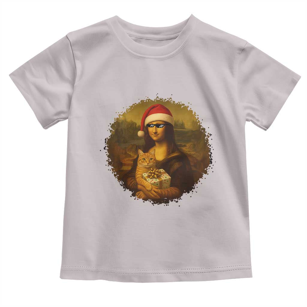 Chritsmas Mona Lisa Toddler T Shirt Funny Holiday Kitty Lover TS12 Ice Gray Print Your Wear