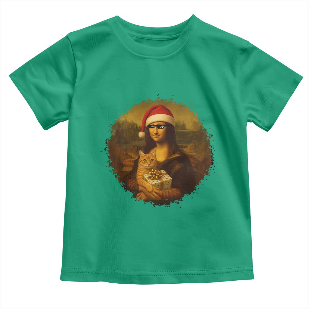 Chritsmas Mona Lisa Toddler T Shirt Funny Holiday Kitty Lover TS12 Irish Green Print Your Wear