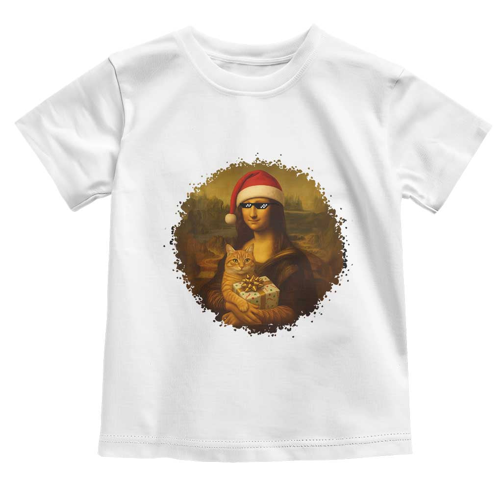 Chritsmas Mona Lisa Toddler T Shirt Funny Holiday Kitty Lover TS12 White Print Your Wear