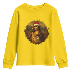 Chritsmas Mona Lisa Youth Sweatshirt Funny Holiday Kitty Lover TS12 Daisy Print Your Wear