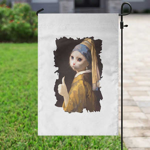 Funny Cat With A Pearl Earring Parody Art Garden Flag TS12 Print Your Wear