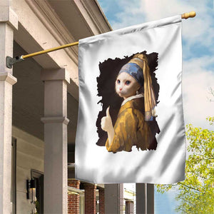 Funny Cat With A Pearl Earring Parody Art Garden Flag TS12 Print Your Wear