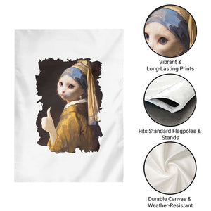 Funny Cat With A Pearl Earring Parody Art Garden Flag TS12 Print Your Wear