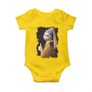 Funny Cat With A Pearl Earring Parody Art Baby Onesie TS12 Daisy Print Your Wear