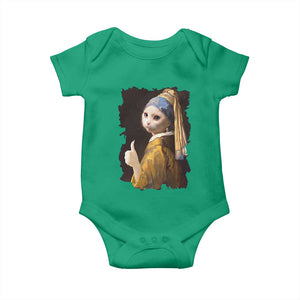 Funny Cat With A Pearl Earring Parody Art Baby Onesie TS12 Irish Green Print Your Wear