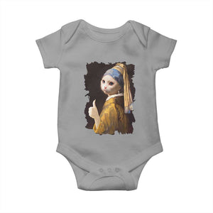 Funny Cat With A Pearl Earring Parody Art Baby Onesie TS12 Sport Gray Print Your Wear