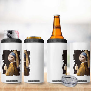 Funny Cat With A Pearl Earring Parody Art 4 in 1 Can Cooler Tumbler TS12 Print Your Wear