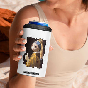 Funny Cat With A Pearl Earring Parody Art 4 in 1 Can Cooler Tumbler TS12 Print Your Wear