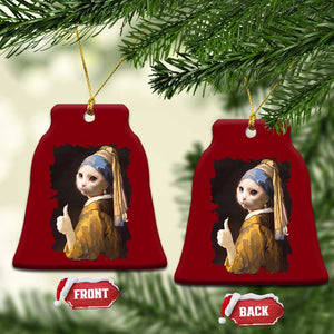 Funny Cat With A Pearl Earring Parody Art Ceramic Ornament TS12 Print Your Wear