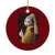 Funny Cat With A Pearl Earring Parody Art Ceramic Ornament TS12 1pc Red Print Your Wear