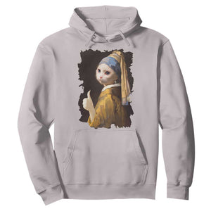 Funny Cat With A Pearl Earring Parody Art Hoodie TS12 Ice Gray Print Your Wear