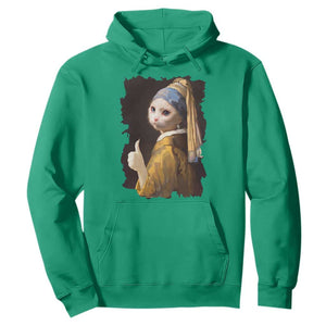 Funny Cat With A Pearl Earring Parody Art Hoodie TS12 Irish Green Print Your Wear