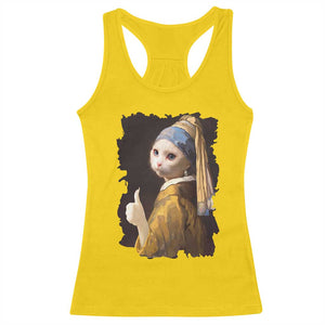 Funny Cat With A Pearl Earring Parody Art Racerback Tank Top TS12 Daisy Print Your Wear