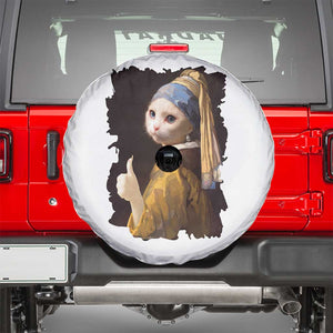 Funny Cat With A Pearl Earring Parody Art Spare Tire Cover TS12 White Print Your Wear