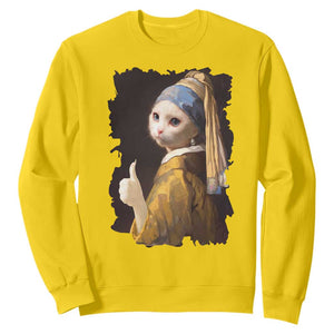 Funny Cat With A Pearl Earring Parody Art Sweatshirt TS12 Daisy Print Your Wear
