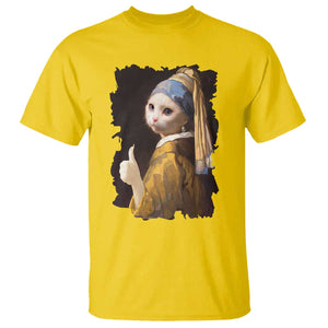 Funny Cat With A Pearl Earring Parody Art T Shirt TS12 Daisy Print Your Wear
