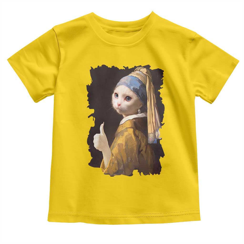 Funny Cat With A Pearl Earring Parody Art Toddler T Shirt TS12 Daisy Print Your Wear