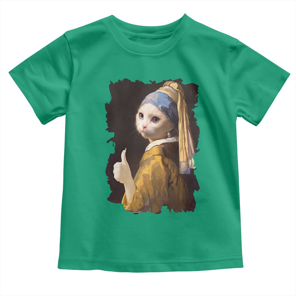 Funny Cat With A Pearl Earring Parody Art Toddler T Shirt TS12 Irish Green Print Your Wear