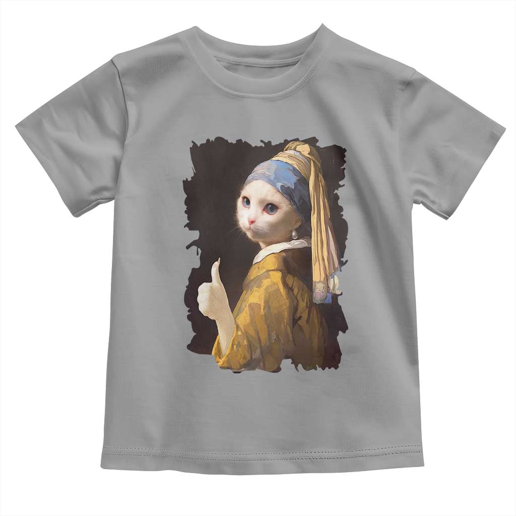 Funny Cat With A Pearl Earring Parody Art Toddler T Shirt TS12 Sport Gray Print Your Wear