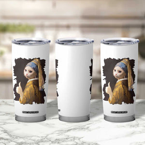 Funny Cat With A Pearl Earring Parody Art Tumbler Cup TS12 Print Your Wear