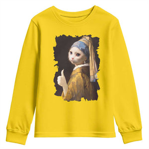 Funny Cat With A Pearl Earring Parody Art Youth Sweatshirt TS12 Daisy Print Your Wear