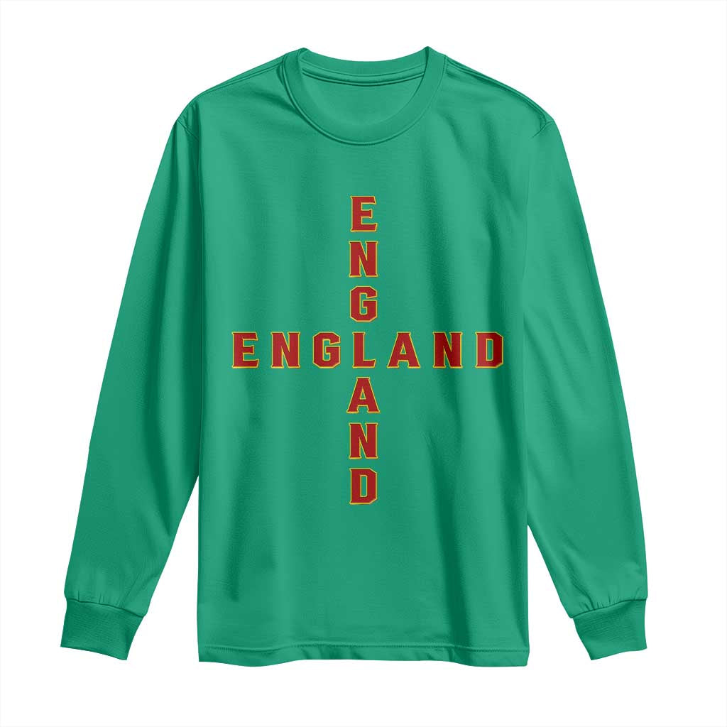 England Pride Cross Shape Typography Graphic Long Sleeve Shirt TS12 Irish Green Print Your Wear