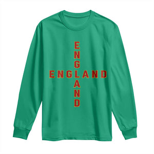 England Pride Cross Shape Typography Graphic Long Sleeve Shirt TS12 Irish Green Print Your Wear