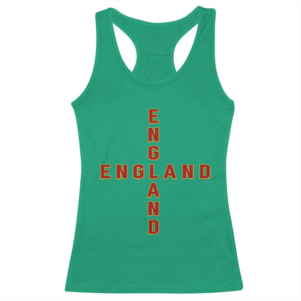 England Pride Cross Shape Typography Graphic Racerback Tank Top TS12 Irish Green Print Your Wear