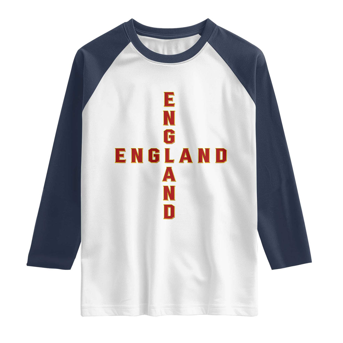 England Pride Cross Shape Typography Graphic Raglan Shirt TS12 White Navy Print Your Wear