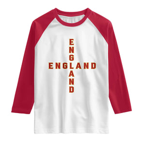 England Pride Cross Shape Typography Graphic Raglan Shirt TS12 White Red Print Your Wear