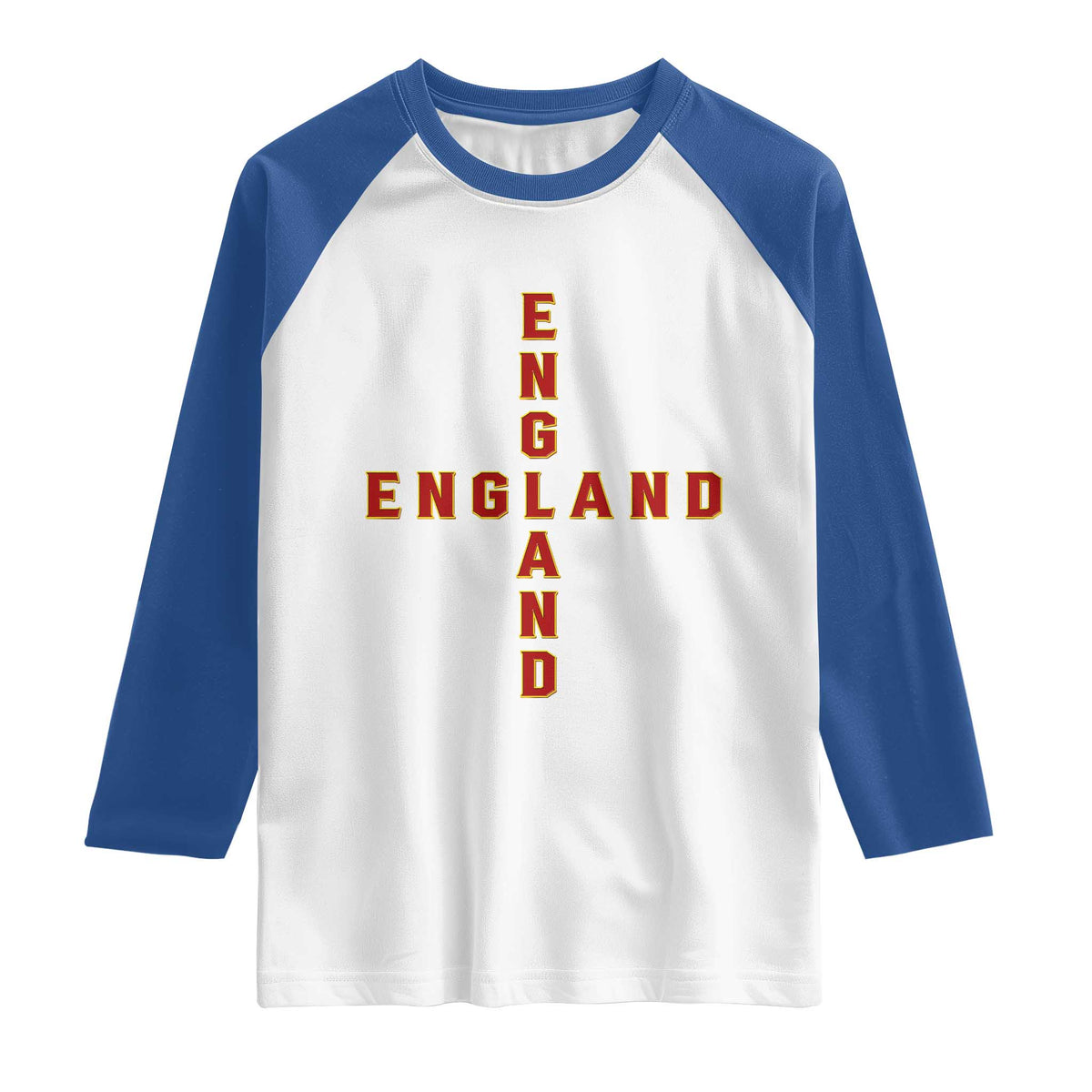 England Pride Cross Shape Typography Graphic Raglan Shirt TS12 White Royal Print Your Wear