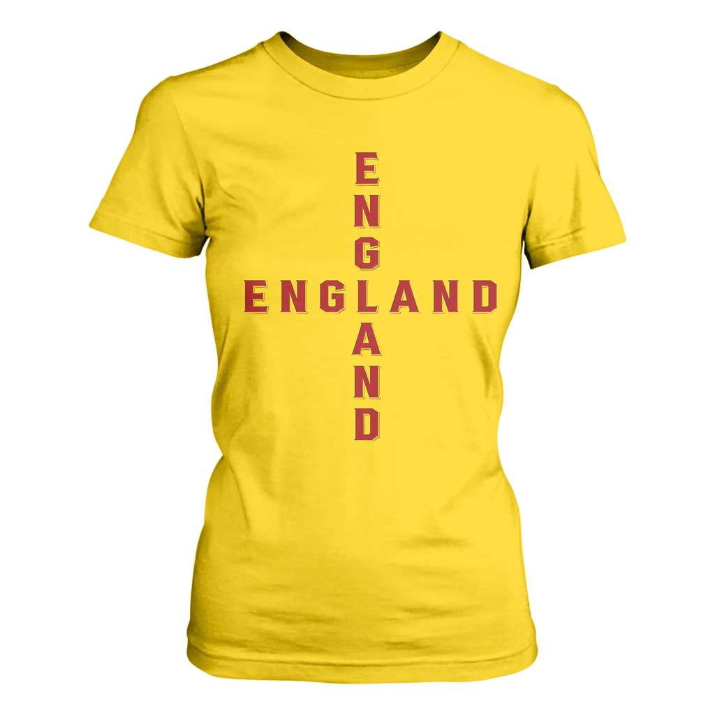 England Pride Cross Shape Typography Graphic T Shirt For Women TS12 Daisy Print Your Wear