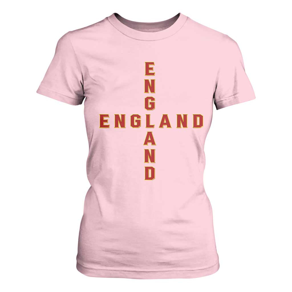 England Pride Cross Shape Typography Graphic T Shirt For Women TS12 Light Pink Print Your Wear