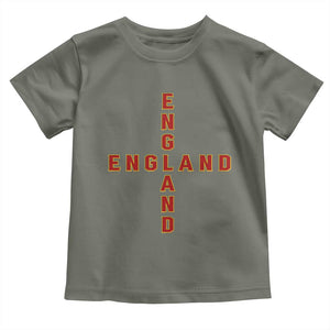 England Pride Cross Shape Typography Graphic Toddler T Shirt TS12 Military Green Print Your Wear