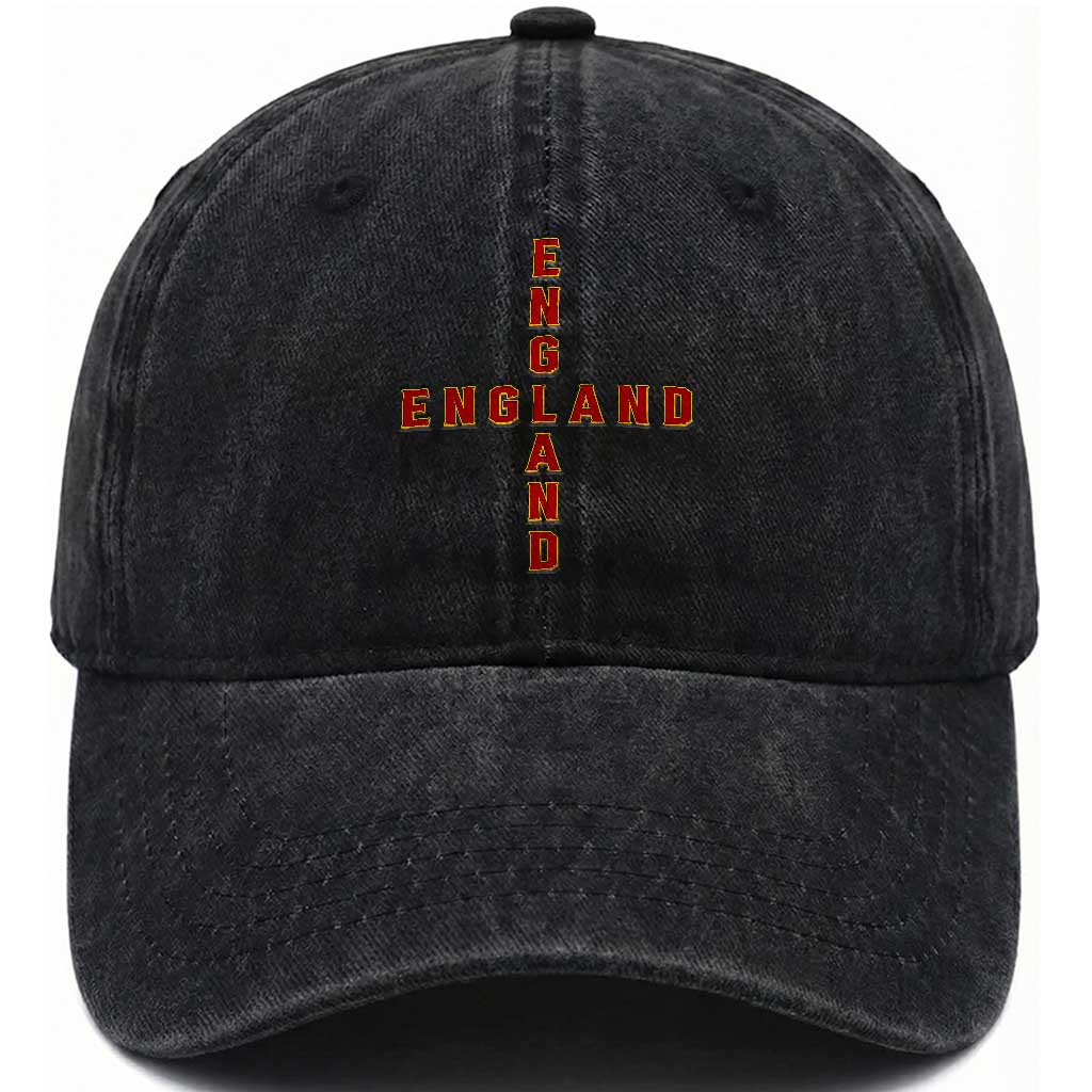 England Pride Cross Shape Typography Graphic Washed Cotton Baseball Cap TS12 Print Your Wear