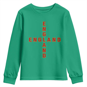England Pride Cross Shape Typography Graphic Youth Sweatshirt TS12 Irish Green Print Your Wear